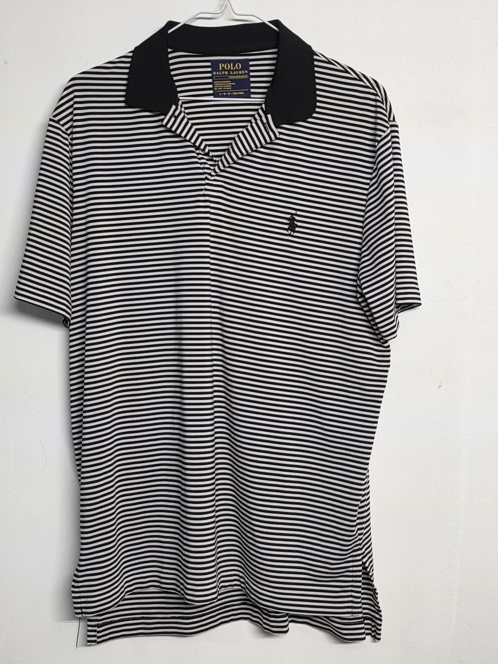 Polo by Ralph Lauren Black & White Striped Polo Shirt Size L